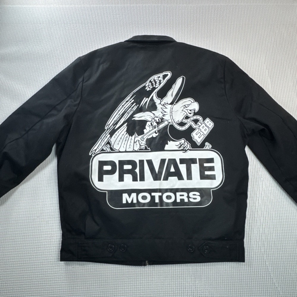 (534) Shaka Wear Work Jacket Mens M Black Private Motors Quilted - Picture 16 of 16